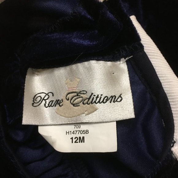 RARE EDITIONS Blue Velvet Dress with Matching Headband NEW WITH TAGS! - Picture 9 of 13